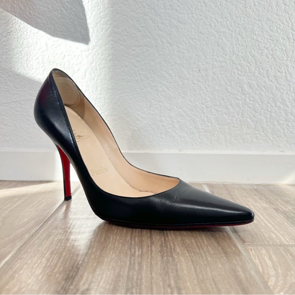 Christian Louboutin So Kate Black Leather Red Sole Pumps Heels 100mm